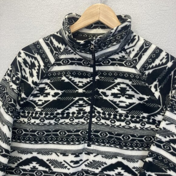 Eddie Bauer Fleece Half Zip Pullover Sweater Womens 2XL Black White Aztec Winter - Picture 3 of 15
